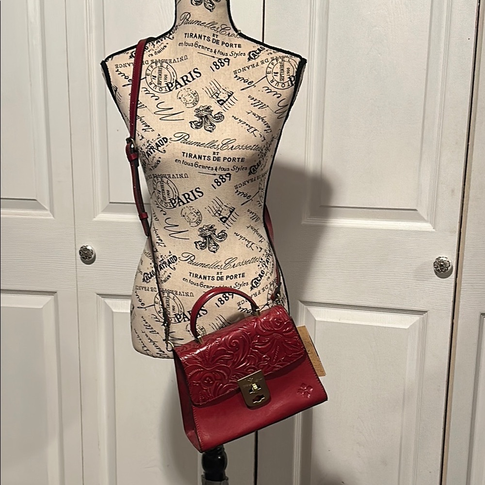 Patricia Nash Leather Crossbody Bag in "Ruby Red"